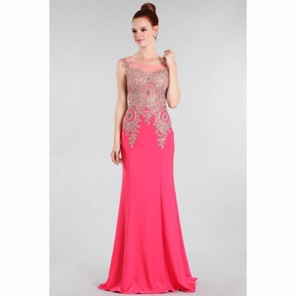 CARNIVAL Pink Gold Lace Dress - Picture 1 of 6